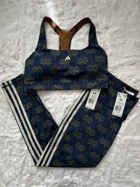 NWT Adidas x Farm Rio Medium-Support Bra & Matching 7/8 Tights, XL